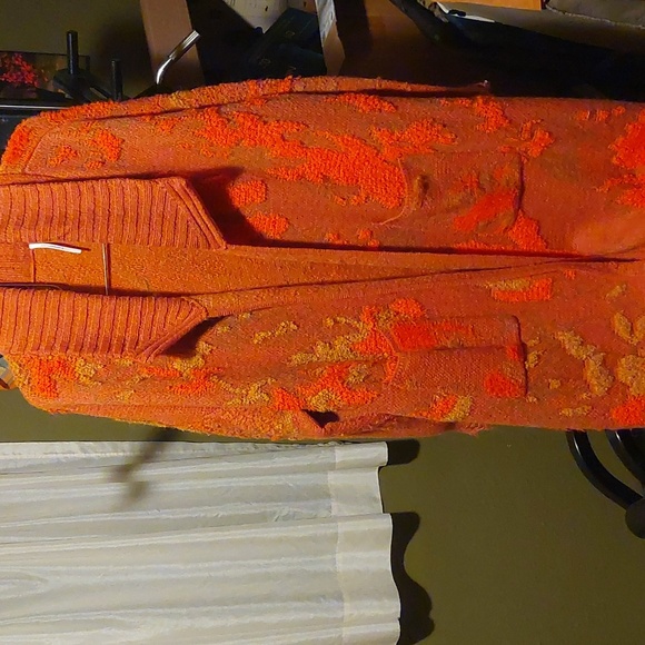 Anthropologie Orange and Yellow Textured Cardigan - Picture 2 of 7